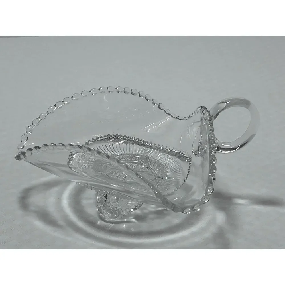 US Glass Colorado (Beaded Rim)‎ Lacey Medallion Footed Clear Dish EAPG